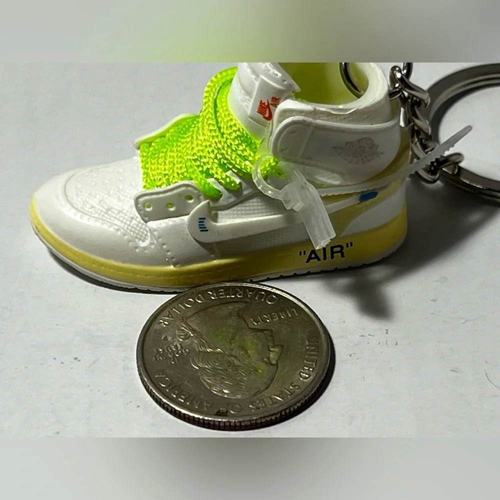 3D‎ Mini Sneaker Keychain Volt Laces White green novelty trinkets gift